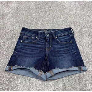 American Eagle Outfitters Midi Shorts Blue Denim Pockets Women’s Size 0